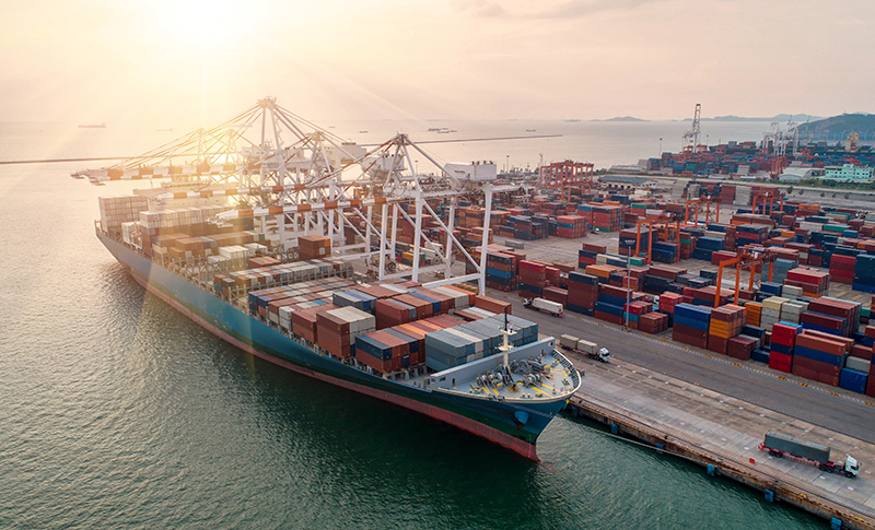 Container Ship In Import Export And Business Logistic.by Crane ,